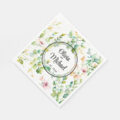Serviette En Papier Elégant vert fleurs sauvages d'aquarelle (Coin)