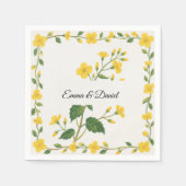 Serviette En Papier Élégant vert jaune Fleur sauvage Floral (Devant)