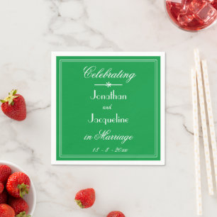 Serviette En Papier Élégant Vert Kelly Mariage Blanc Écriture Chic Pap