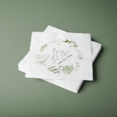 Serviette En Papier Élégant vert mariage de script botanique moderne