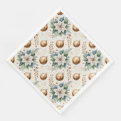Serviette En Papier Élégant Vert Or Blanc Noël Motif Floral (Coin)