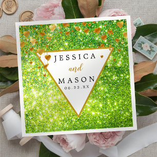 Serviette En Papier Élégant Vert Unique Sparkly Mariage