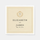 Serviette En Papier Elégant vieil argent Crest - ivoire et Mariage or (Devant)