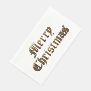 Serviette En Papier Élégant vieux anglais Lettres Joyeux Noël