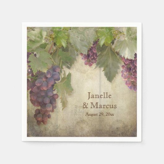 Serviette En Papier Elégant vignoble rustique Vignoble Réception d'aut (Devant)