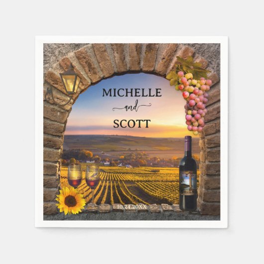 Serviette En Papier Élégant Vignoble Vignoble Mariage à thème (Devant)