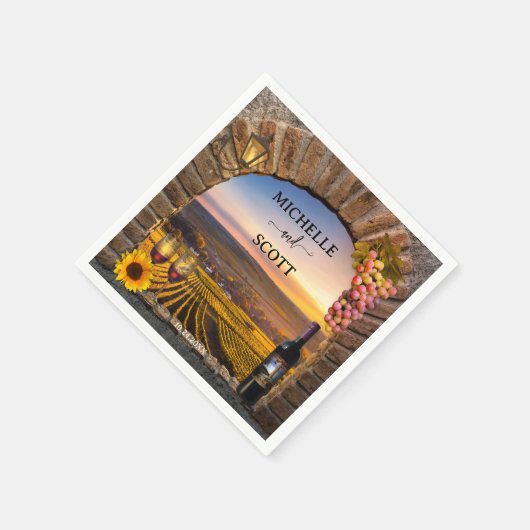 Serviette En Papier Élégant Vignoble Vignoble Mariage à thème (Coin)