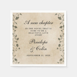 Serviette En Papier Élégant Vintage Floral Chic Library Mariage