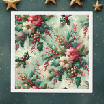 Serviette En Papier Élégant Vintage Holly et Berry Christmas Greenery<br><div class="desc">Savourez votre cadre de table de vacances avec une touche d'élégance intemporelle avec nos élégantes serviettes Vintages Holly et Berry Christmas Greenery. Conçu avec une attention minutieuse aux détails, chaque serviette présente un délicat tableau aquarelle de poinsettias rouges vibrantes, entrelacé avec des baies classiques saintes et rouges rayonnantes. Les touches...</div>