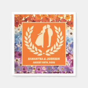 Serviette En Papier Elégant Vintage Pressé Fleurs Ombre Mariage