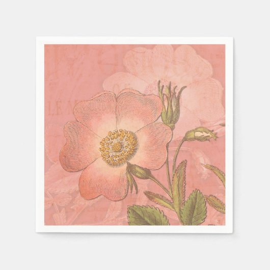 Serviette En Papier Élégant Vintage Primrose Mariage rose (Devant)