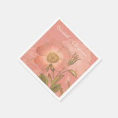 Serviette En Papier Élégant Vintage Primrose Mariage rose (Coin)