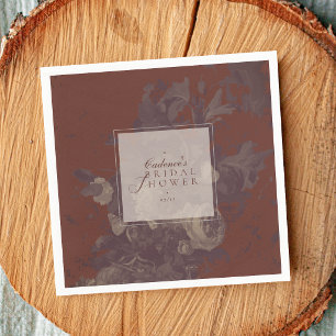 Serviette En Papier  Élégant Vintage Tenu de Mariée Floral en Terracot