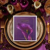 Serviette En Papier Elegant Violet & Gold Calla Lily Wedding