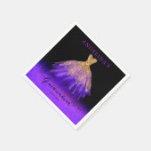 Serviette En Papier Élégant violet | Gold Spanish Gown Quinceañera (Coin)