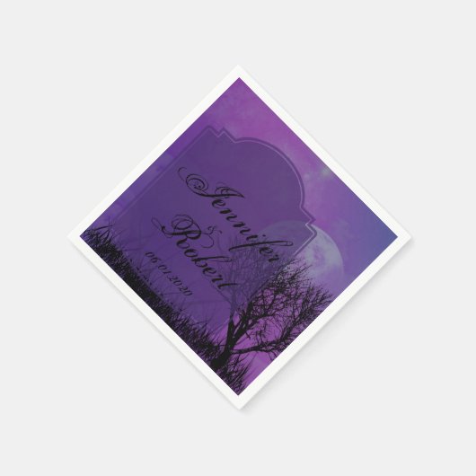 Serviette En Papier Élégant violet gothique Mariage Napkin (Coin)