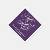 Serviette En Papier Élégant violet M et Mme Script Monogramme personna (Coin)