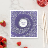 Serviette En Papier Élégant violet Mariage damassé (En situation)