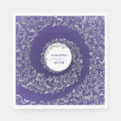 Serviette En Papier Élégant violet Mariage damassé (Devant)