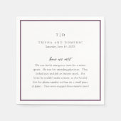 Serviette En Papier Élégant violet monogramme Mariage moderne (Devant)
