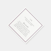 Serviette En Papier Élégant violet monogramme Mariage moderne (Coin)