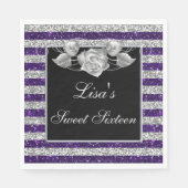 Serviette En Papier Elégant violet Parties scintillant argent Rose arg (Devant)