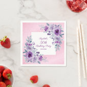 Serviette En Papier Élégant violet Rose Parties scintillant rose Flora (En situation)