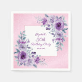 Serviette En Papier Élégant violet Rose Parties scintillant rose Flora (Devant)