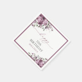 Serviette En Papier Elégant violet Roses 70e fête d'anniversaire (Coin)