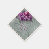 Serviette En Papier Elégant violet Roses Parties scintillant argent Pe (Coin)