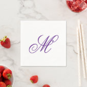 Serviette En Papier Élégant violet vert monogramme initial (En situation)