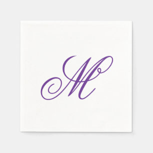 Serviette En Papier Élégant violet vert monogramme initial