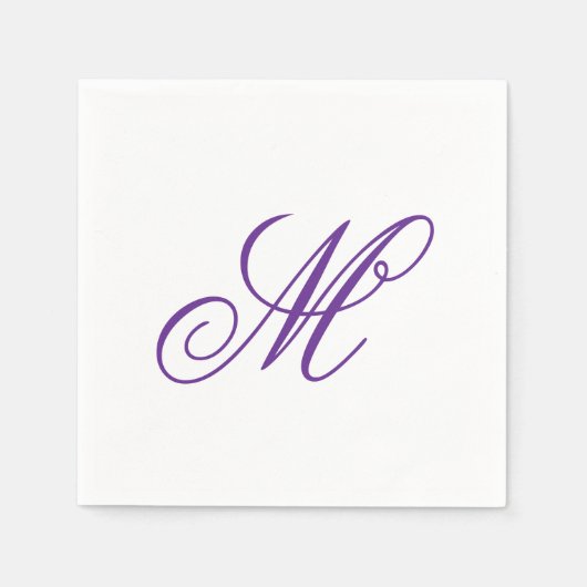 Serviette En Papier Élégant violet vert monogramme initial (Devant)