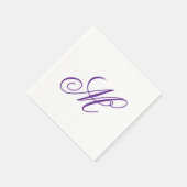 Serviette En Papier Élégant violet vert monogramme initial (Coin)
