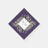 Serviette En Papier Élégant violet vert or Monogramme (Coin)