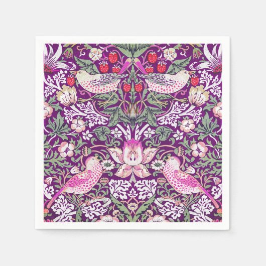 Serviette En Papier Élégant violet William Morris fraise Thief (Devant)