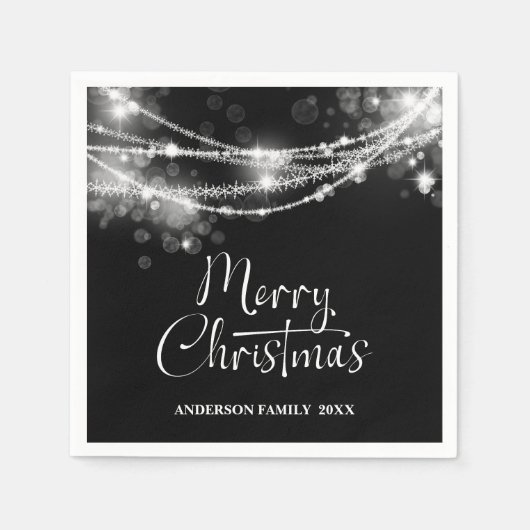 Serviette En Papier Élégant voyant à cordes Noir Noël (Devant)