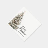Serviette En Papier Elegant Watercolor Christmas Tree Personalized  (Coin)