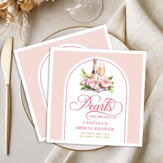 Serviette En Papier Elegant watercolor napkins pearls and prosecco