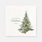 Serviette En Papier Elegant Watercolor Tree Christmas Party (Devant)