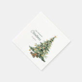 Serviette En Papier Elegant Watercolor Tree Christmas Party (Coin)