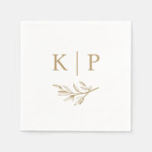 Serviette En Papier Elegant Wedding Monogram Greenery leaves (Devant)