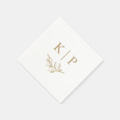Serviette En Papier Elegant Wedding Monogram Greenery leaves (Coin)