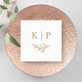 Serviette En Papier Elegant Wedding Monogram Greenery leaves
