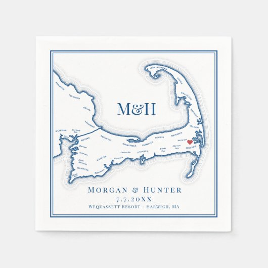 Serviette En Papier Elégant Wequassett Resort Mariage (Devant)