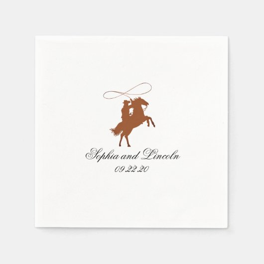 Serviette En Papier Élégant Western Dark Brown Mariage (Devant)