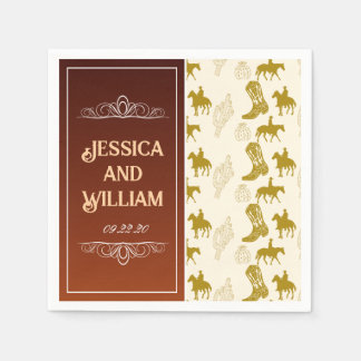 Serviette En Papier Élégant Western Desert Brown Mariage