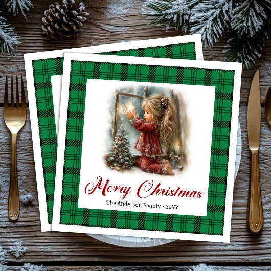 Serviette En Papier Elegant Whimsical Painted Winter Scene Napkins