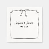Serviette En Papier Elégant Whimsical Sketch Bow Mariage personnalisé (Devant)