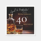 Serviette En Papier Elégant Whiskey Black Gold 40e anniversaire fête N (Devant)